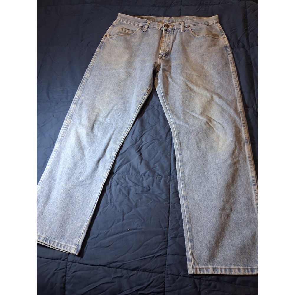 Wrangler Premium Regular Fit Straight Leg Medium Wash Denim Men Blue Jeans 36x29